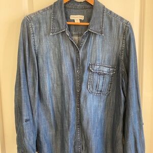 Coldwater Creek Light Blue Denim Button-Down Shirt